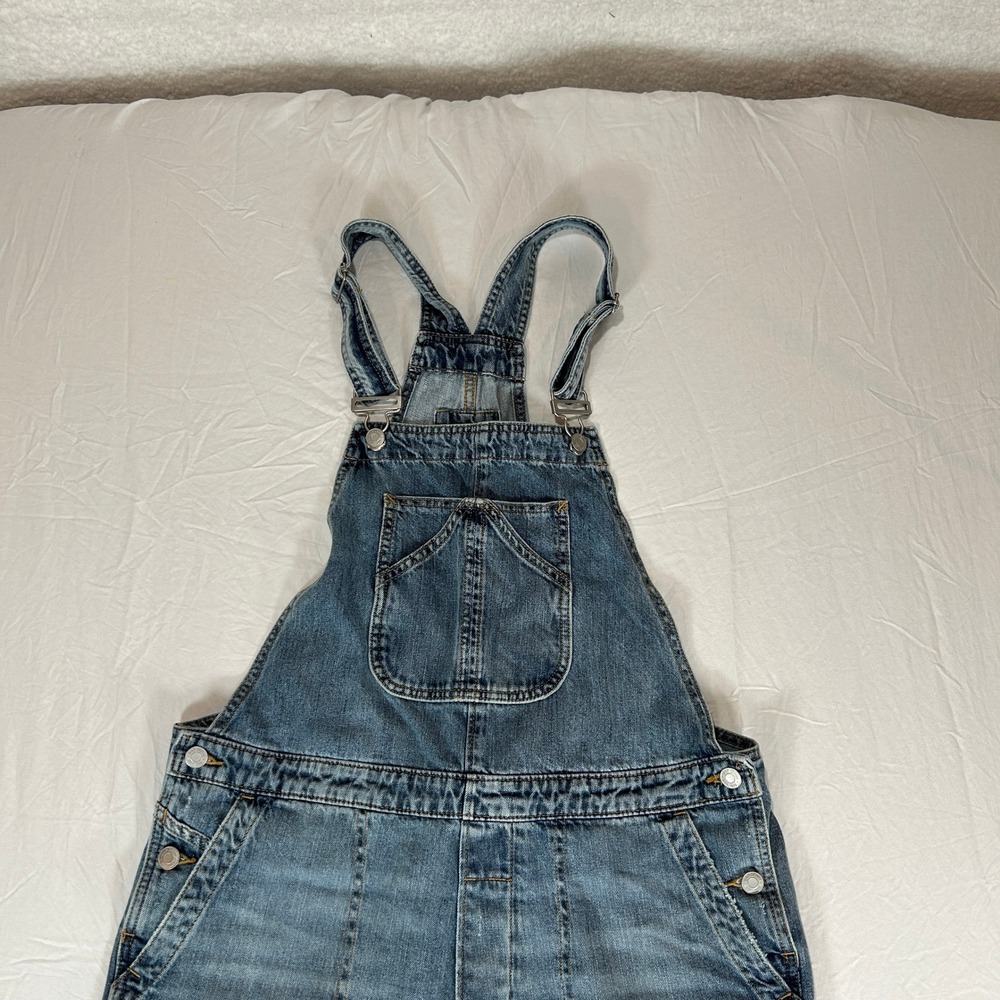 Gap Denim For Good Womens Medium Blue Distressed Relaxed Denim Overalls M - Picture 4 of 11